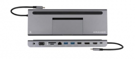Kramer KDOCK-4 Triple display USB-C docking station - USB-C to HDMI/DP/VGA, RJ45/ 2 x USB 3.0/USB 2.0/SD/microSD/PD/3.5AUX/ 