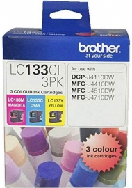 Brother LC133 COLOUR VALUE PACK 1XCYAN 1X MAGENTA 1X YELLOW (LC-133CL-3PK)