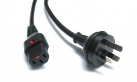 4cabling 1m Lockable Iec C13 - Australian 3-pin Plug: Black  Iec406-1