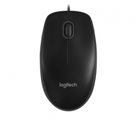 Logitech 910-001439/910-006605Wired Mouse: B100, Optical USB - Black