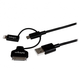 Startech 1m 3 Ft Black Apple 8-pin Lightning Or 30-pin Dock Connector Or Micro Usb To Usb Cable