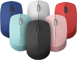 Rapoo M100 2.4GHz & Bluetooth 3 / 4 Quiet Click Wireless Mouse Red - 1300dpi Connects Up To 3 Devices, Up To 9 Months Battery Life M100-Red