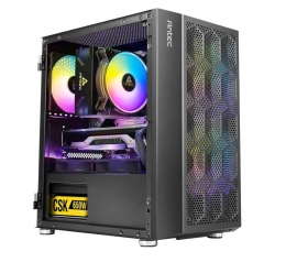 Antec NX200M-RGBMini-Tower: 3x RGB Fan. Large Mesh Front for excellent cooling, Side Window, Radiator 240mm. GPU 275mm, mATX/mini-ITX