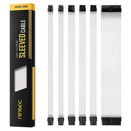 Antec PSU - Sleeved Extension Cable Kit V2 - White/Black - 24PIN ATX, 4+4 EPS, 8PIN PCI-E, 6PIN PCI-E, Compatible with Standard PSU