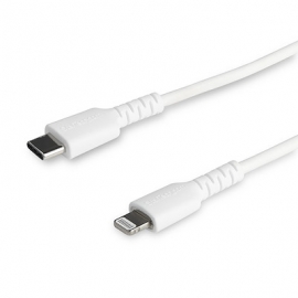 STARTECH.COM 1M USB-C TO LIGHTNING CHARGE/SYNC CABLE, DURABLE, MFi, WHITE, 2YR RUSBCLTMM1MW