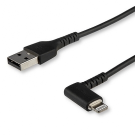 STARTECH.COM 2M USB-A TO LIGHTNING CHARGE/SYNC CABLE, RIGHT ANGLED, DURABLE, MFi, BLACK, 2 RUSBLTMM2MBR
