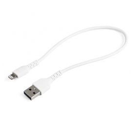 Startech 12inch (30cm) Durable White USB-A to Lightning Cable - Heavy Duty Rugged Aramid Fiber RUSBLTMM30CMW