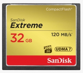 Sandisk Extreme Cf, Cfxsb 32gb, Vpg20, Udma 7, 120mb/s R, 85mb/s W, 4x6, Lifetime Limited Sdcfxsb-032g-g46