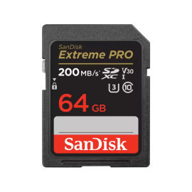SanDisk Extreme Pro SDXC, SDXXU 64GB, V30, U3, C10, UHS-I, 200MB/s R, 90MB/s W, 4x6, Lifetime Limited SDSDXXU-064G-GN4IN