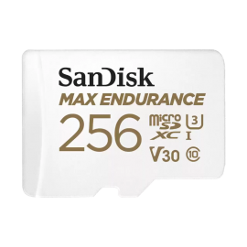 SanDisk MAX ENDURANCE microSDXC Card, SQQVR 256G, (120,000 Hrs), UHS-I, C10, U3, V30, 100MB/s R, 40MB/s W, SD adaptor, 15Y SDSQQVR-256G-GN6IA