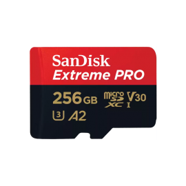 SanDisk Extreme Pro microSDXC, SQXCD 256GB, V30, U3, C10, A2, UHS-I, 200MB/s R, 140MB/s W, 4x6, SD adaptor, Lifetime Limited SDSQXCD-256G-GN6MA