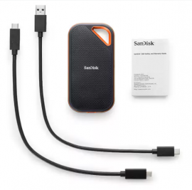 Pro SanDisk Portable Ssd, E81 1TB, USB 3.2 Gen 2x2, Type C & A Compatible, R 2000MB/s, W 1900MB/s, IP65 , 256-bit Aes Hardware Encp, 5Y SDSSDE81-1T00-G25