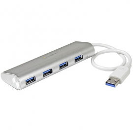 STARTECH.COM 4 PORT PORTABLE USB 3.0 HUB W/ BUILT-IN CABLE - TRAVEL USB HUB 2 YR ST43004UA
