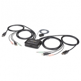 STARTECH.COM 2 PORT DISPLAYPORT KVM SWITCH, USB, AUDIO, REMOTE, 1.5M INTEGRATED CABLE, 2YR SV211DPUA4K
