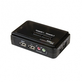 STARTECH.COM 2 PORT VGA KVM SWITCH, USB-A, AUDIO, 2IN1 VGA USB CABLE INCLUDED, HOTKEY, 2YR SV211KUSB