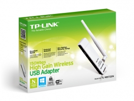 Tp-link Usb Adapter: 150m Wireless Lite-n High Gain With Detachable Antenna Tl-wn722n