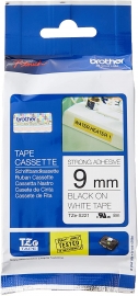 Brother 9mm Black on White Adhesive TZE Tape (TZE-S221)