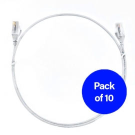 4C 1M Cat 6 Ultra Thin Lszh Pack Of 10 Ethernet Network Cable. White (004.004.3003.10PACK)