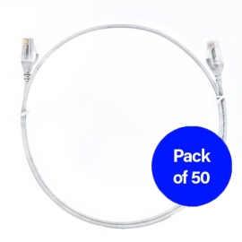 4C 0.25M Cat 6 Ultra Thin Lszh Pack Of 50 Ethernet Network Cable. White (004.004.3001.50PACK)