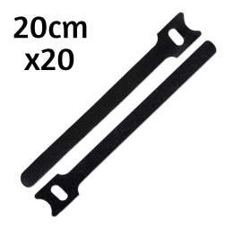 Velcro Cables Ties - Black 20cm (20pcs) Velcro-20cm-20pcs