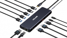VOLANS Aluminum 13-in-1 Triple Display USB Type-C Hub with 100W PD Docking Station VL-UCH2P