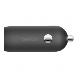 BELKIN 1 PORT CAR CHARGER, 20W USB-C (1) PD, USB-C TO LIGHTNING CABLE INCLUDED, BLACK, 2YR - CCA003BT04BK