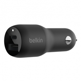 BELKIN 2 PORT CAR CHARGER, 25W USB-C (1) PD, 12W USB-A (1), BLACK, CCB004BTBK