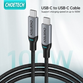 Choetech USB Type-C Braided 1.8m Cable - Supports Fast Charging 100W 20V 5A XCC-1002