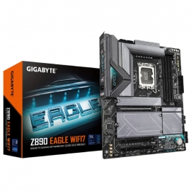 Gigabyte Z890 EAGLE WIFI7Z890 ATX Motherboard: 1851 Socket For Intel Core Ultra Processors4x DDR5, 4x SATA 6Gb/s, PCIe 5.0, 1x M.2 Gen5 + 3x M.2 Gen4, USB4, 2.5GbE LAN, Wi-Fi 7 + Bluetooth 5.4, Realtek 7.1 Audio, USB4/DP